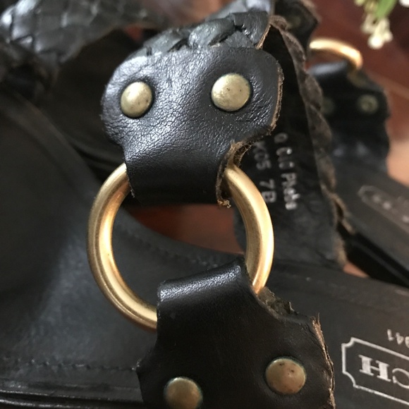 COACH PHEBE PLATFORM SANDALS BLACK 7 PREOWNED - Picture 6 of 9